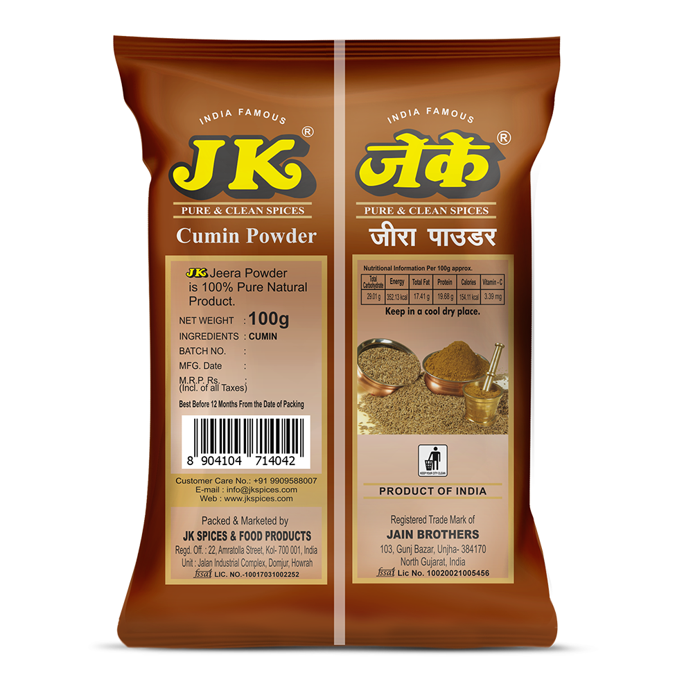 JK Jeera Powder Back Image