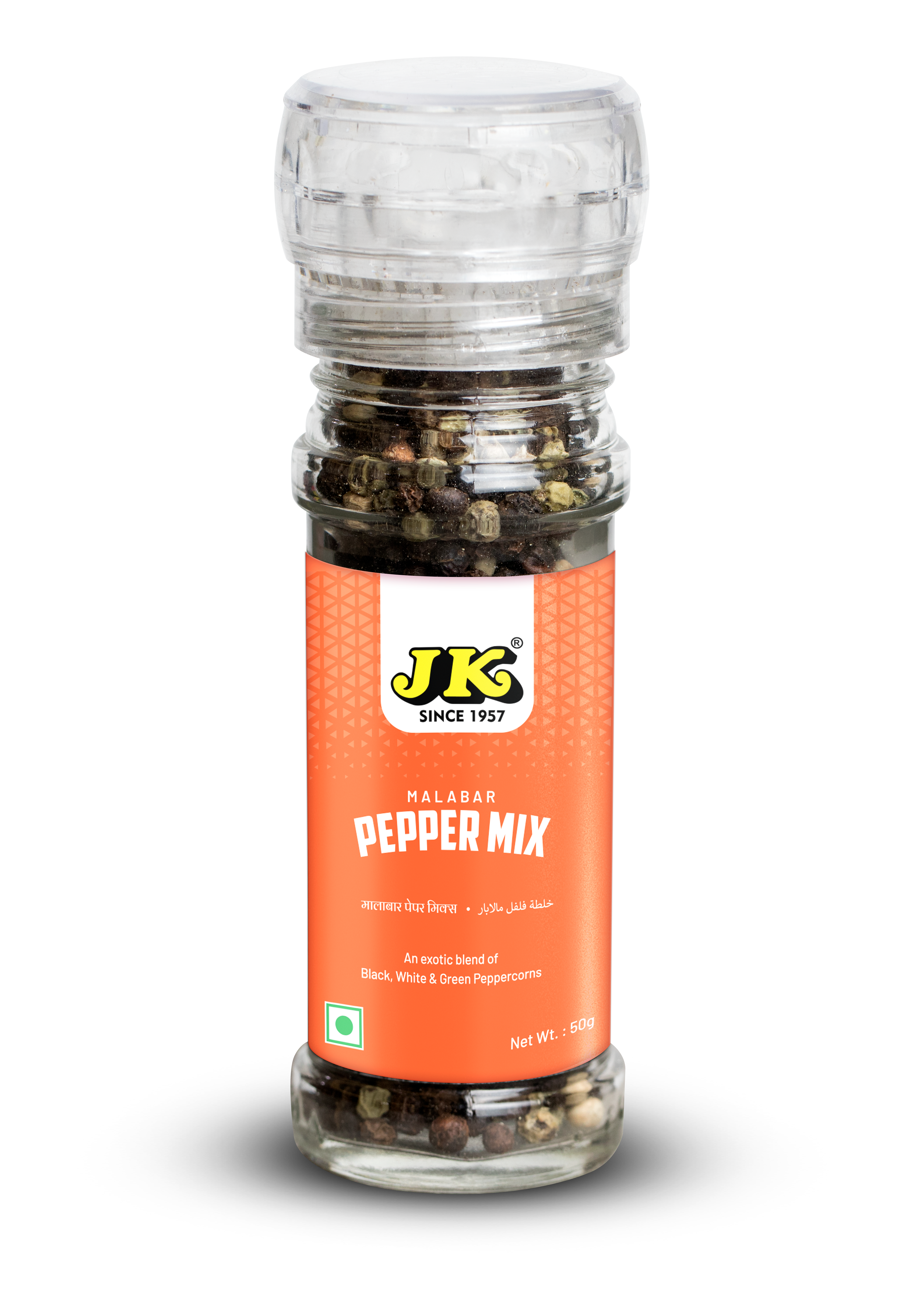 JK BLACK PEPPER GLASS CRUSHER 50G JK BLACK PEPPER GLASS CRUSHER 50G